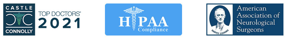 icons for Castle Connolly 2021 Top Doctors, HIPAA Compliance, American Association of Neurological Surgeons